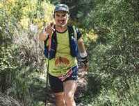 El atleta taranconero, Daniel Caballero, durante una de las maratones de su reto. 