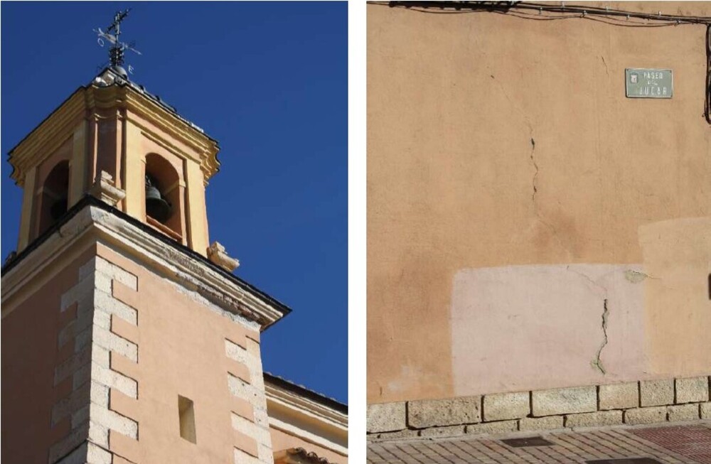 En la imagen se pueden ver algunas de las patologías en el exterior del templo.