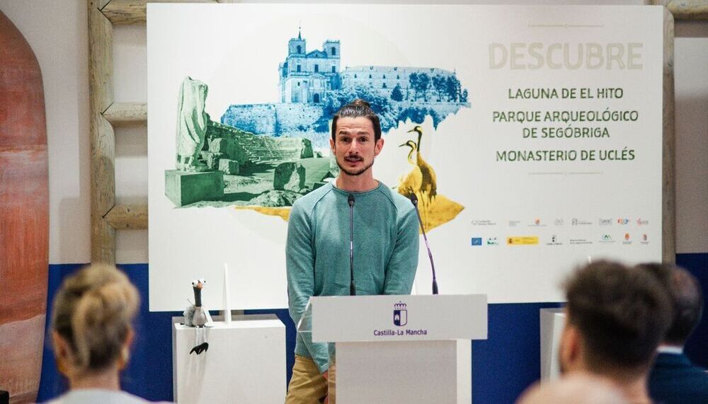 Fernando Viñegla, en la reciente presentación en Madrid del eje turístico que forman El Hito, Segóbriga y Uclés